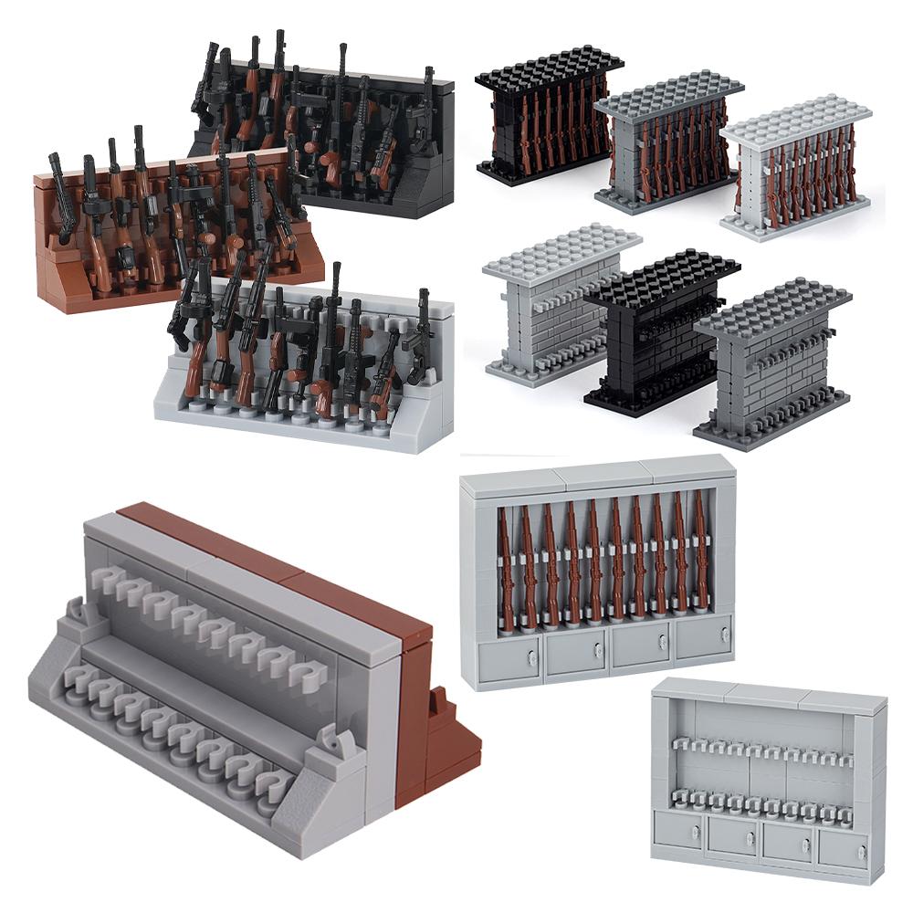 MOC Weapon Rack Bricks WW2 Gun War Military Sniper Rifle Compatible Figure Building Blocks Friends Gift Toys For Children Adults