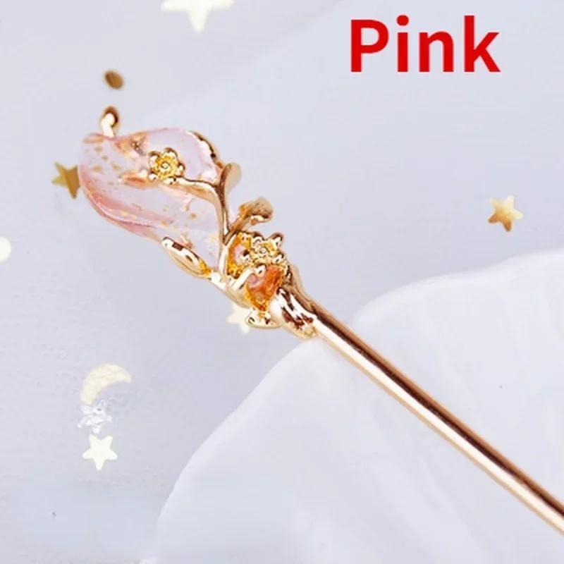 1PC Antique Glass Hairpin Hanfu Ancient Fashion Hair Accessories with Headwear Versatile Simple Style Decorative Accessories