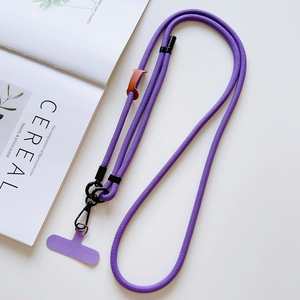 7mm Phone Lanyard Crossbody, 1.5m Adjustable Anti-Lost Neck Strap with Colored Chain and Leather Tag.
