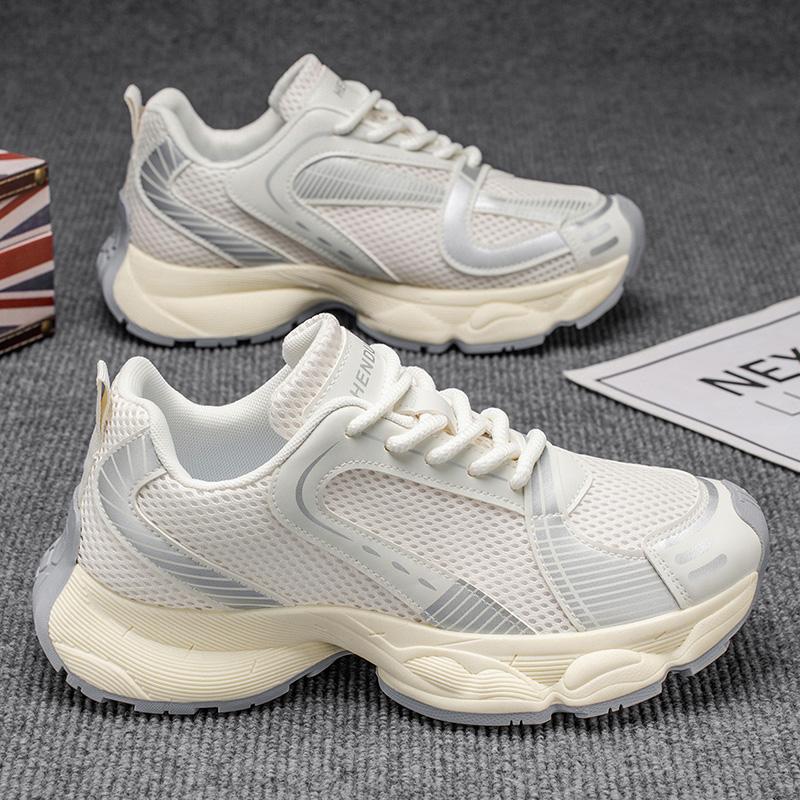 

Новые модные мужские кроссовки Four Seasons с толстой подошвой для студентов и мальчиков, трендовые кроссовки с мягкой подошвой, дышащие, повседневные кроссовки для бега 44 бежевый