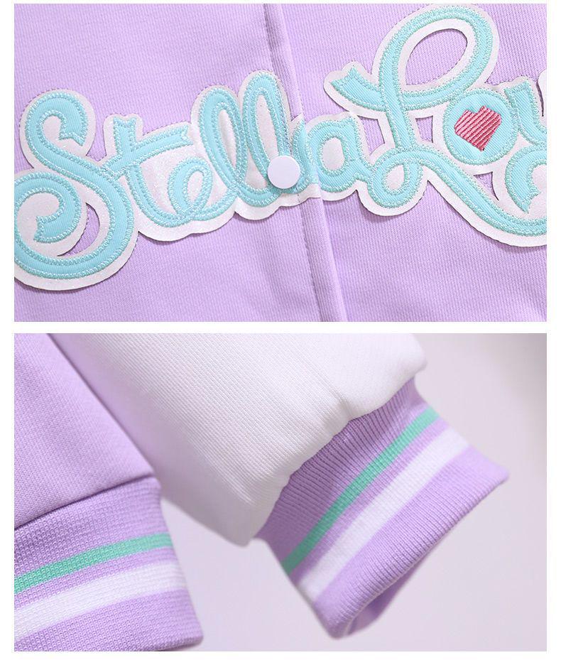 Girls' Stylish Baseball Jacket - Thick, Warm Velvet for Spring & Autumn