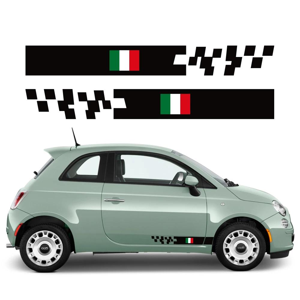 2Pcs Car Door Side Stickers For Fiat 500 Waterproof Vinyl Film Decoration PVC Decals Auto Styling Exterior Car Accessories