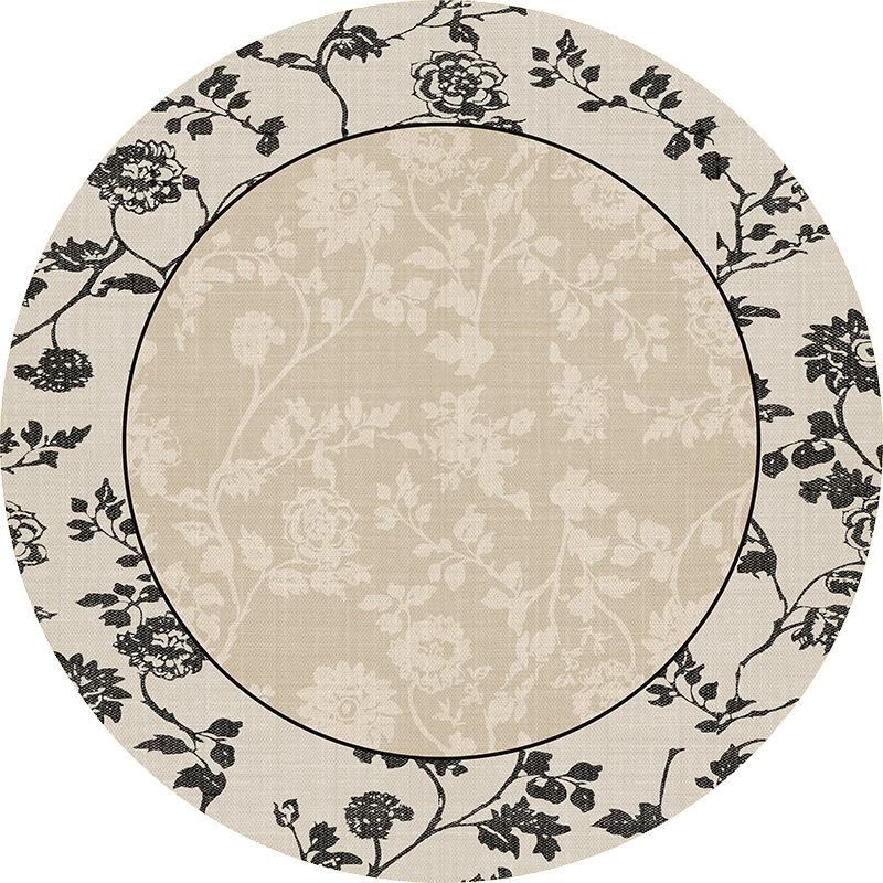 Thick Waterproof French-Style Round Carpet for Bedroom, Sofa, Coffee Table, and Dressing Room