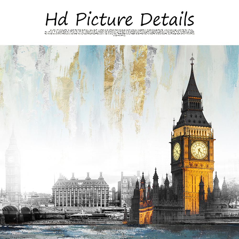 Black White Wall Art Paris Landon Urben Landscape Canvas Poster Famous City Building Oil Painting Print Pictures for Home Decor