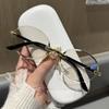 Ikke-polariserte Rammeløse Ovale Damesolbriller Vintage Punk Solbriller Trendy Rammeløse Nyanser