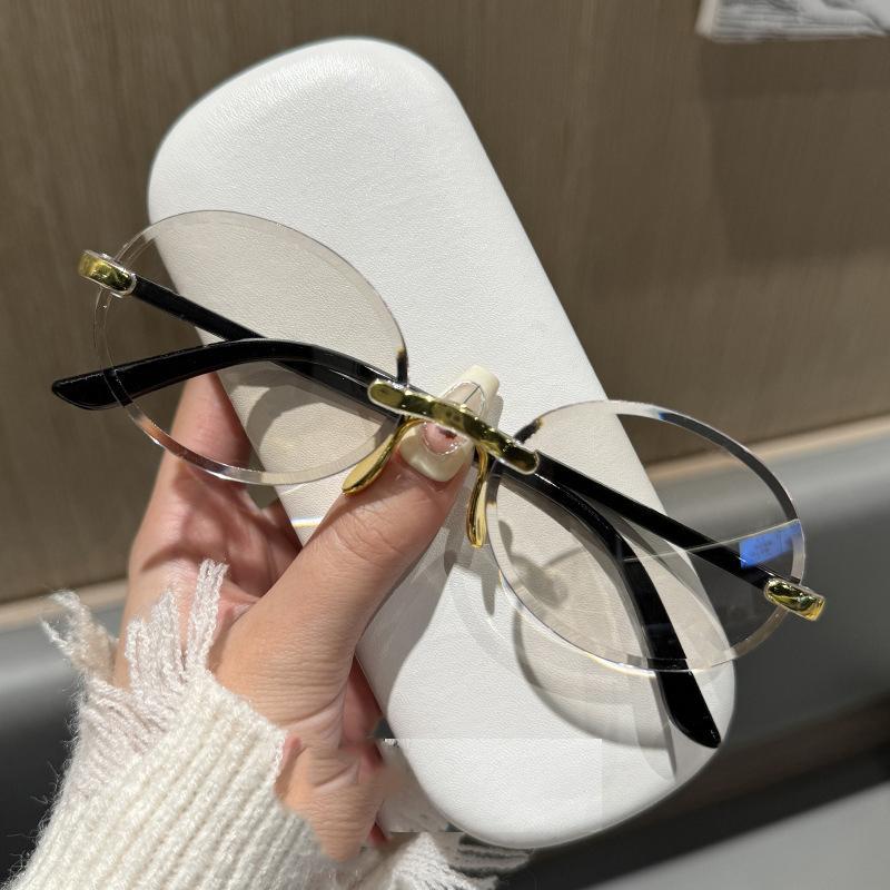 Non-polarizd Rimless Oval Women Sunglasses Vintage Punk Sun Glasses Trendy Frameless Shades