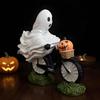 Ghost Figurine Halloween ghost riding a bicycle ornaments ghost resin crafts Halloween Figurine Seasonal Desk Display Ornaments