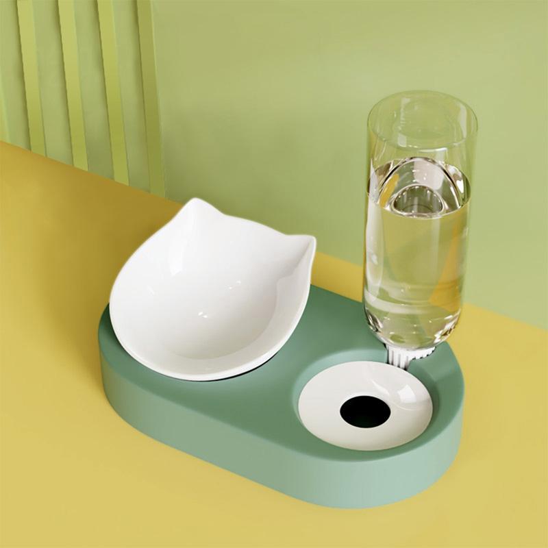 

Миска для собак, кормушка для кошек с бутылкой для воды для собак, автоматическая миска для питья для домашних животных, миска для кошачьего корма, миски для кошек на приподнятой подставке