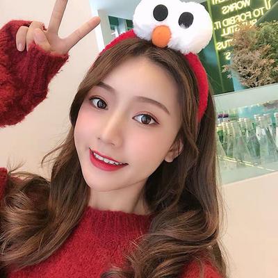 Sesame Street Cartoon Cute Headband  Plush Big Eyes Headband Women'S Face Wash Headband Children'S Headwear