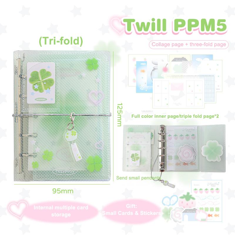 Mini Cuaderno Carpeta Portátil Planificador Anual Diario Semanal Libro de Agenda Dibujos Animados Hojas Sueltas Estético Cuenta de Mano