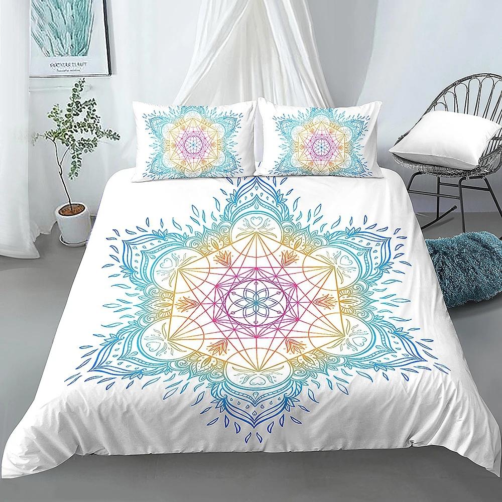 Boho Pościel Mandala Poszewka na Kołdrę Luksusowa Miękka Pokrowiec na Kołdrę Rozmiar Queen 2/3 Sztuki Styl Boho Kwiatowa Pościel Pokrowiec Tekstylia Domowe