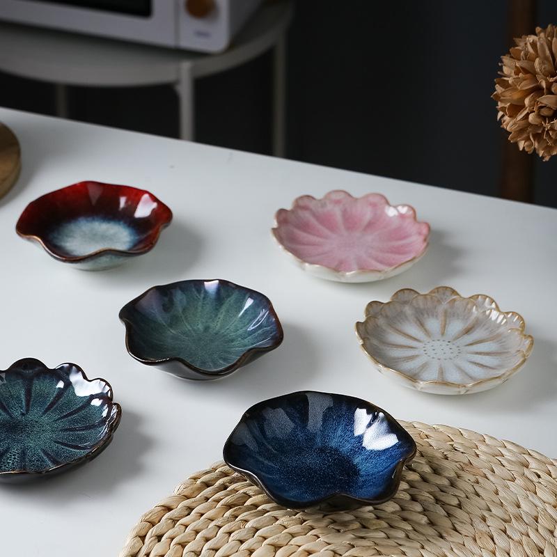Starry Sky Blue Japanese Ceramic Floral Dipping Dish