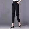 Summer Thin Ice Silk Cropped Casual Harlan Pants Women Solid Elastic Waisted Pockets Fashion Versatile Loose Straight Trousers