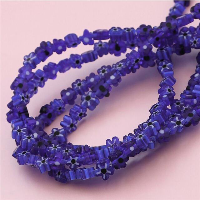 45Pcs Lampwork Beads Mixed Color Flower Pattern Glass Beads For Jewelry Making