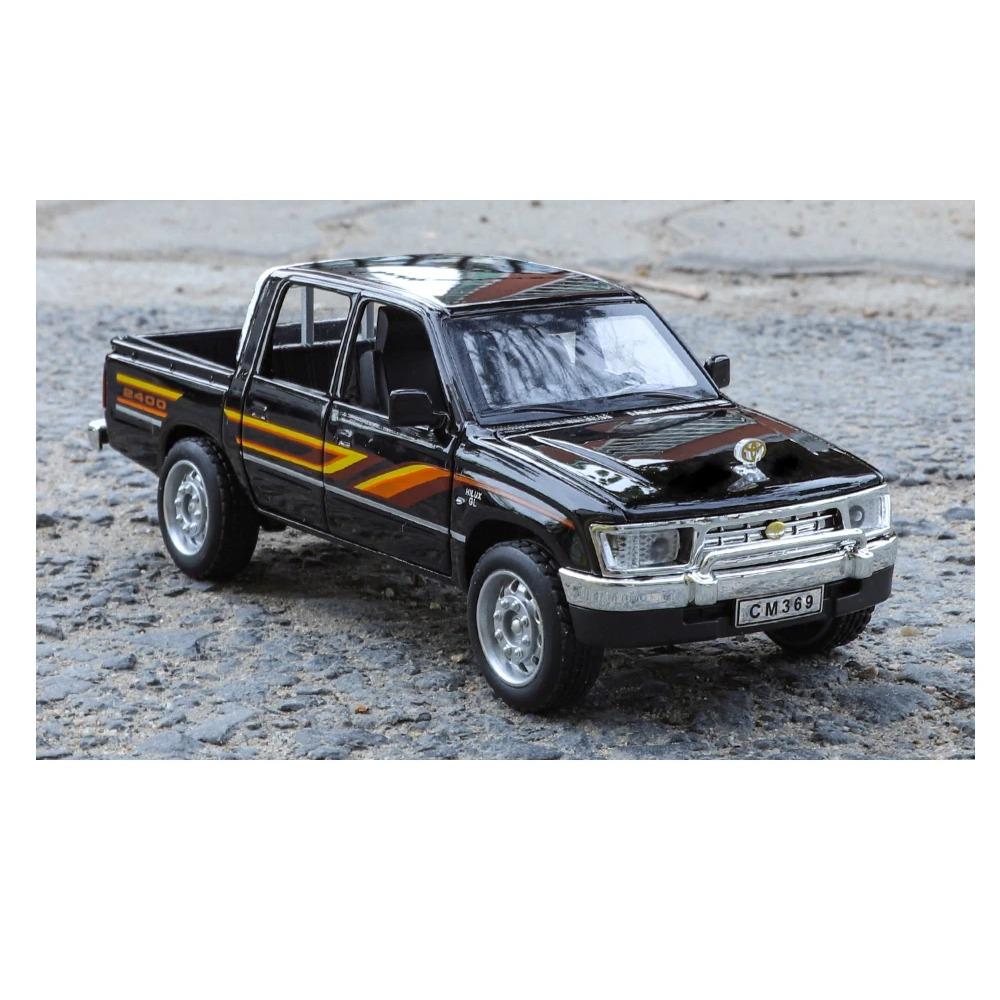 Miniatures 1/32 Toyota Hilux Off Road Pickup Truck Alloy Diecast Model Sound & Light Pull Back Toy Birthday Present for Children