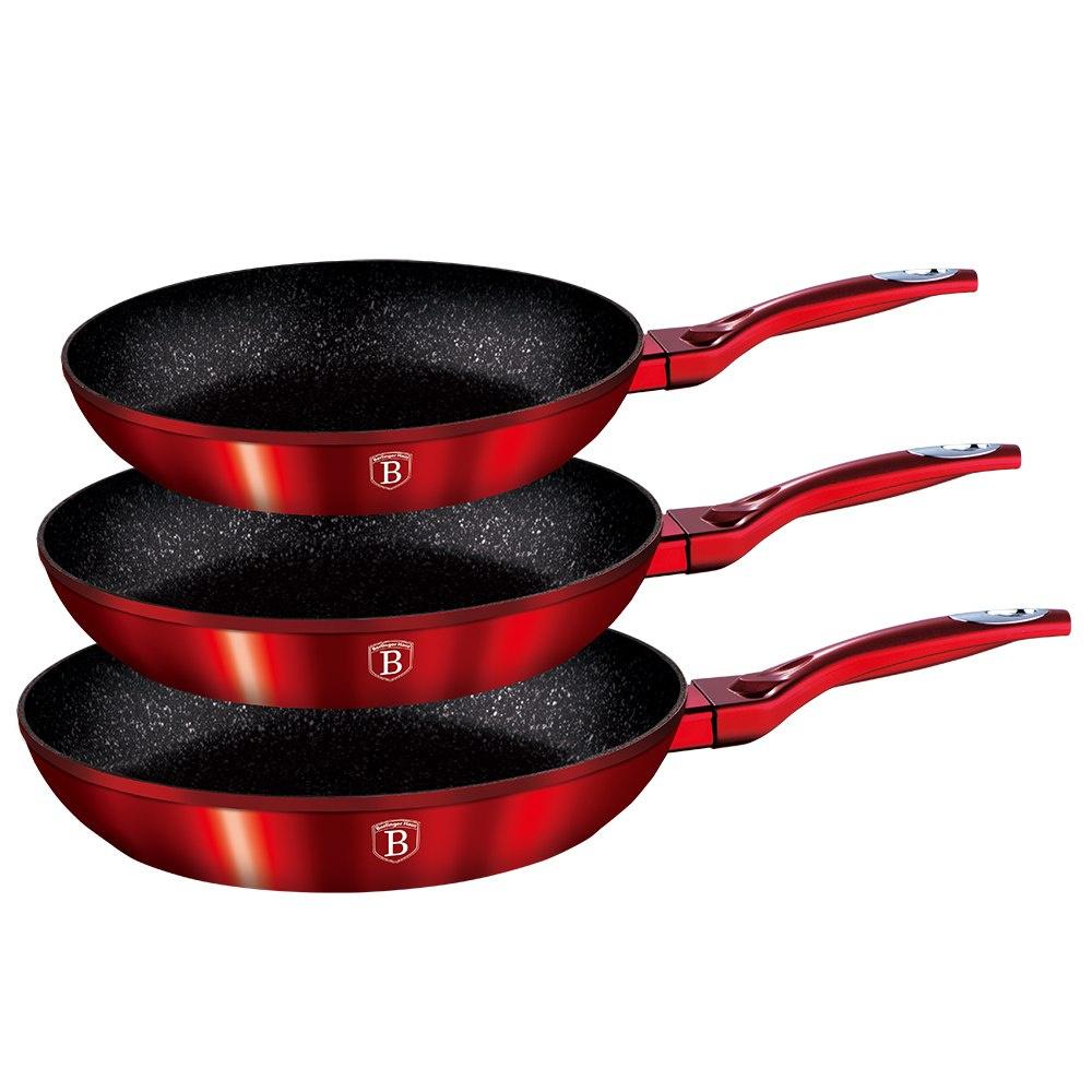Set di 3 Padelle in Granito Berlinger Haus Borgogna Bh-1288