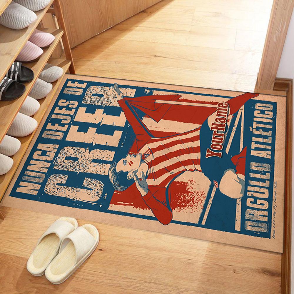 Atletico Madrid Customizable Name Floor Rug Office Rug Perfect for Outdoor Entryway Dormitory Decorate room Antislip Carpet Decorate Offices