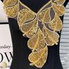 1Pcs Golden Sequin Beaded Embroidery Leaf-Shaped Collar Patches Applique Clothing Accessories