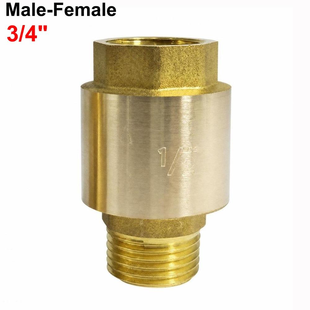 BSPT Thread Brass Check Valve Male To Mal Spring Check Valve Durable Pipe Check Valve