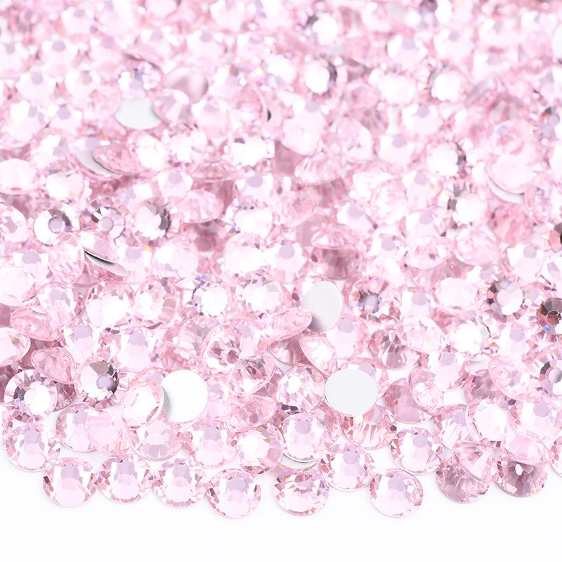 Glitter SS6 SS12 SS16 SS20 Light Rose Flat Back Crystal Stones Applique Non Hotfix Strass Glass Nail Rhinestone for DIY Craft