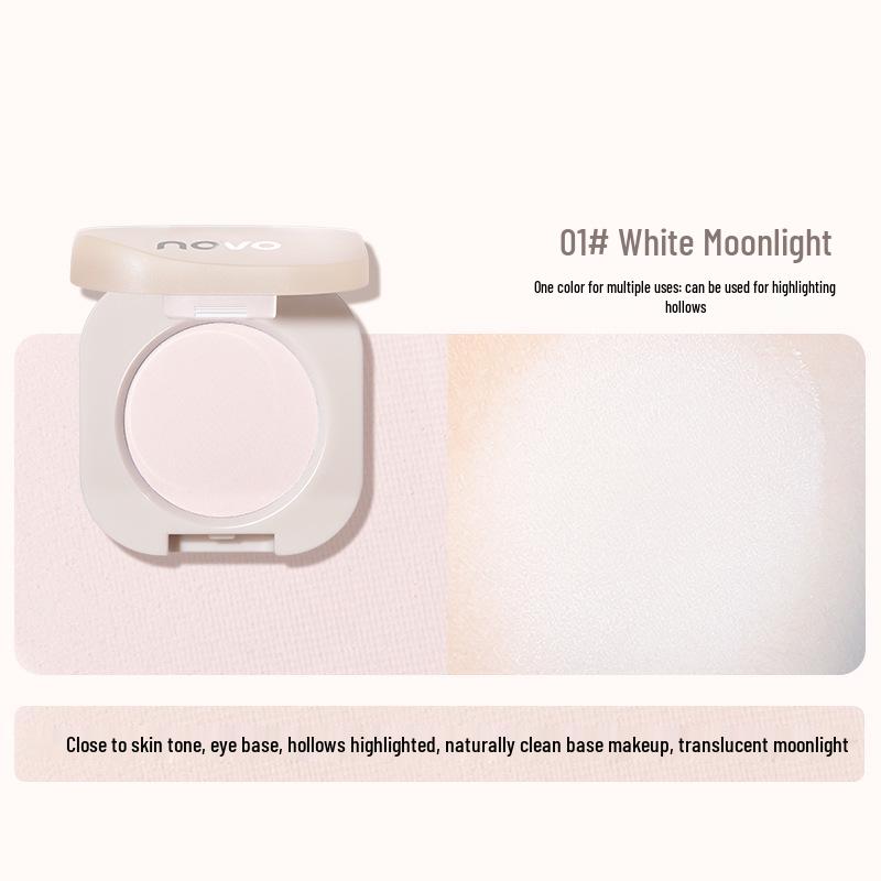 novo Dynamic Glimmer: Shimmering Single Eyeshadow & Pearlescent Highlighter for Natural Contouring and Brightening.