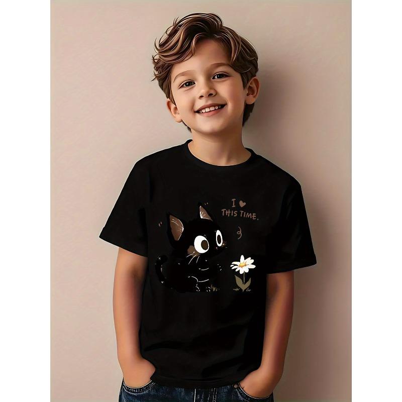 

European sizes Children s Clothing Single Item No-Iron Kids T-Shirt Spring Short Sleeve 98cm чёрный