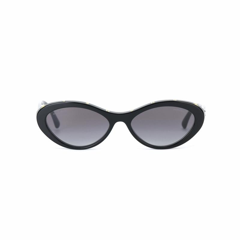CHANEL temple logo cat eye sunglasses same style for men and women, couple style, black
