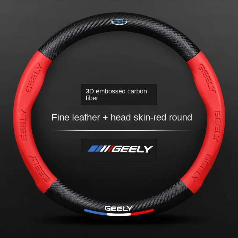 Für Geely Geometry C Monjaro Coolray Tugella GX3 Atlas Emgrand EC7 GC6 GC9 CK EC8 Carbonfaser Leder Auto Lenkradabdeckung