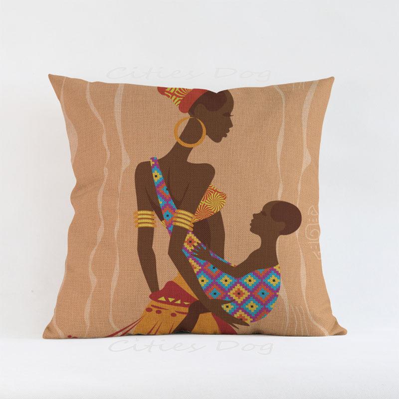 African Woman Painting Cushion Cover for Safe Pillow Case 45x45 Home Decorative Throw Pillow Cover Car Pillow Chair BZ175