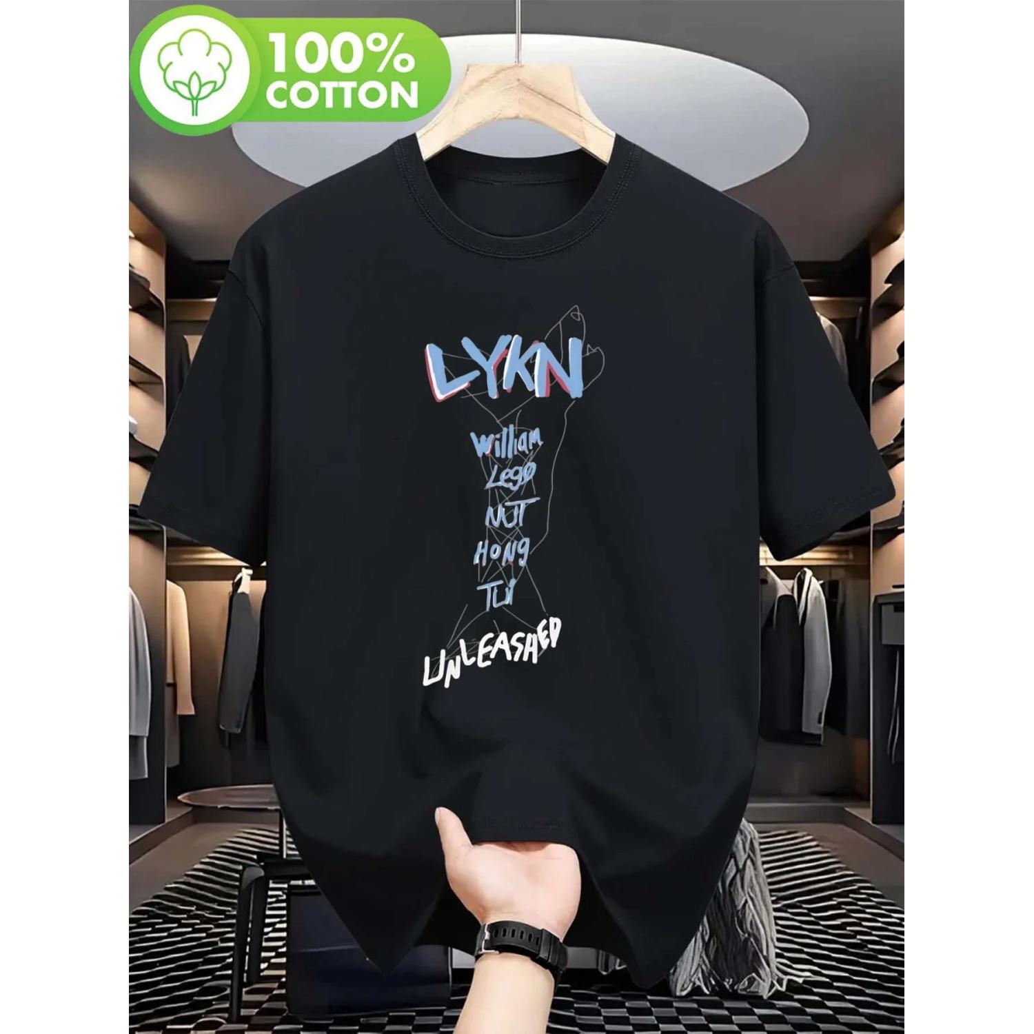 

Футболка с узором в стиле Y2K для бой-группы William Nut Hong Tui с текстами песен Lykn и нотными рисунками для концертов и повседневной носки S чёрный