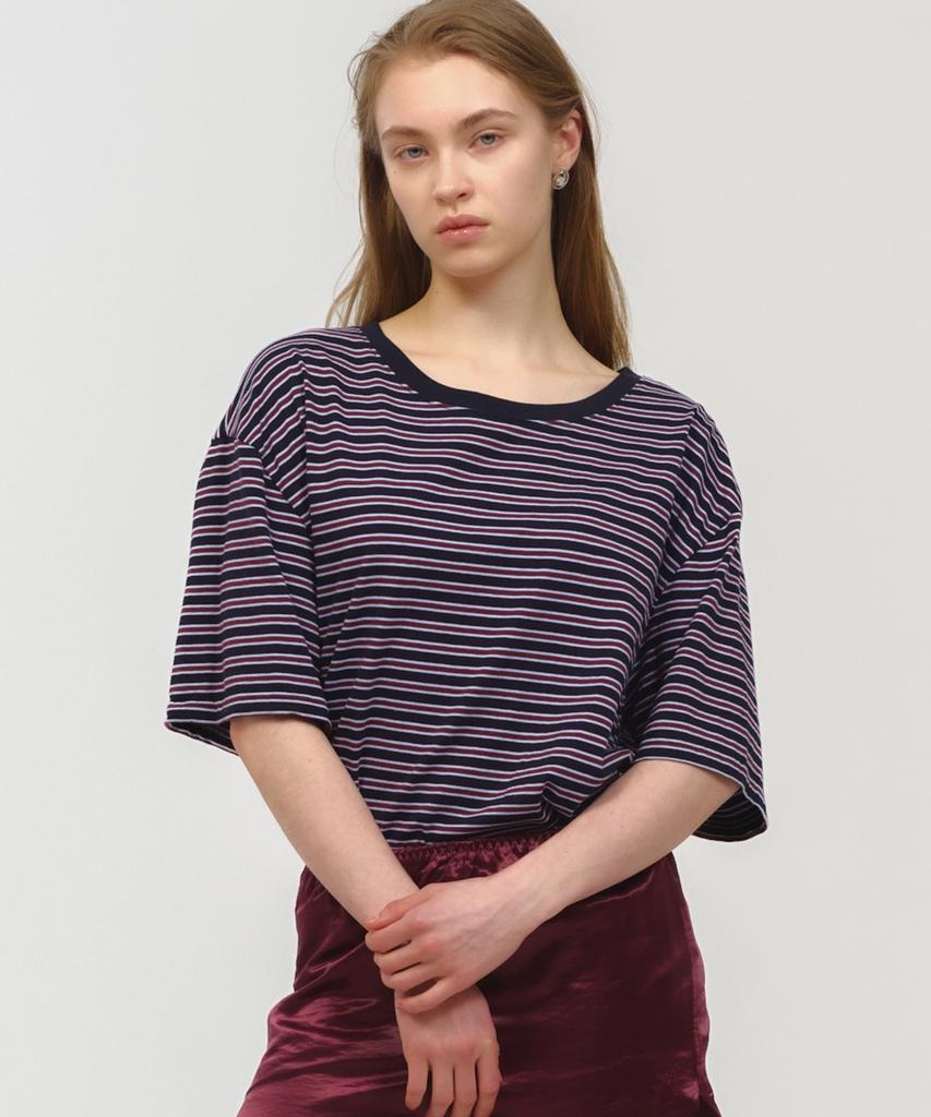 MOONSUN Mj Unisex, Stripe Oversized T-Shirt / Navy