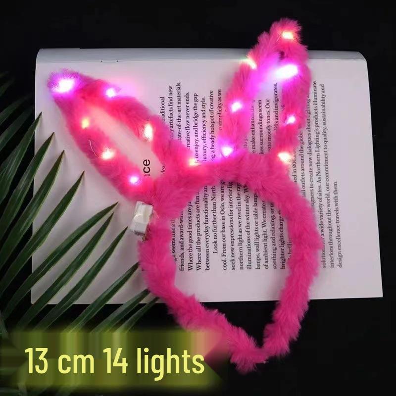 Flashing Plush Bunny Ear Headband with 14 LED Lights for Kids