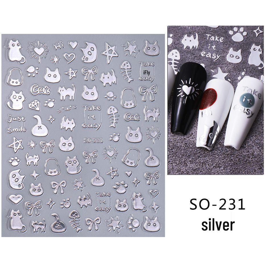 

Милые мультяшные наклейки для ногтей с котиками в стиле AHa - Самоклеящийся дизайн котенка Douyin для женщин