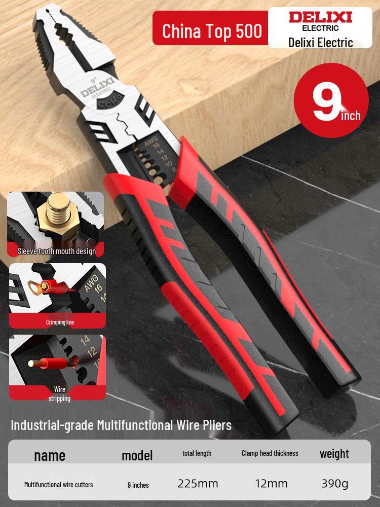 Delixi Electric Multi-functional Needle-Nose Pliers - Steel Wire Angled Pliers for Electricians and Household Use