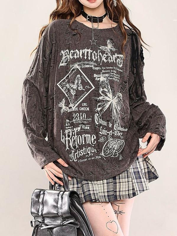 

Women s Off-Shoulder Strappy Wasteland Blouse - Summer Ripped Loose Fit, Trendy Sun Protection. XL серый