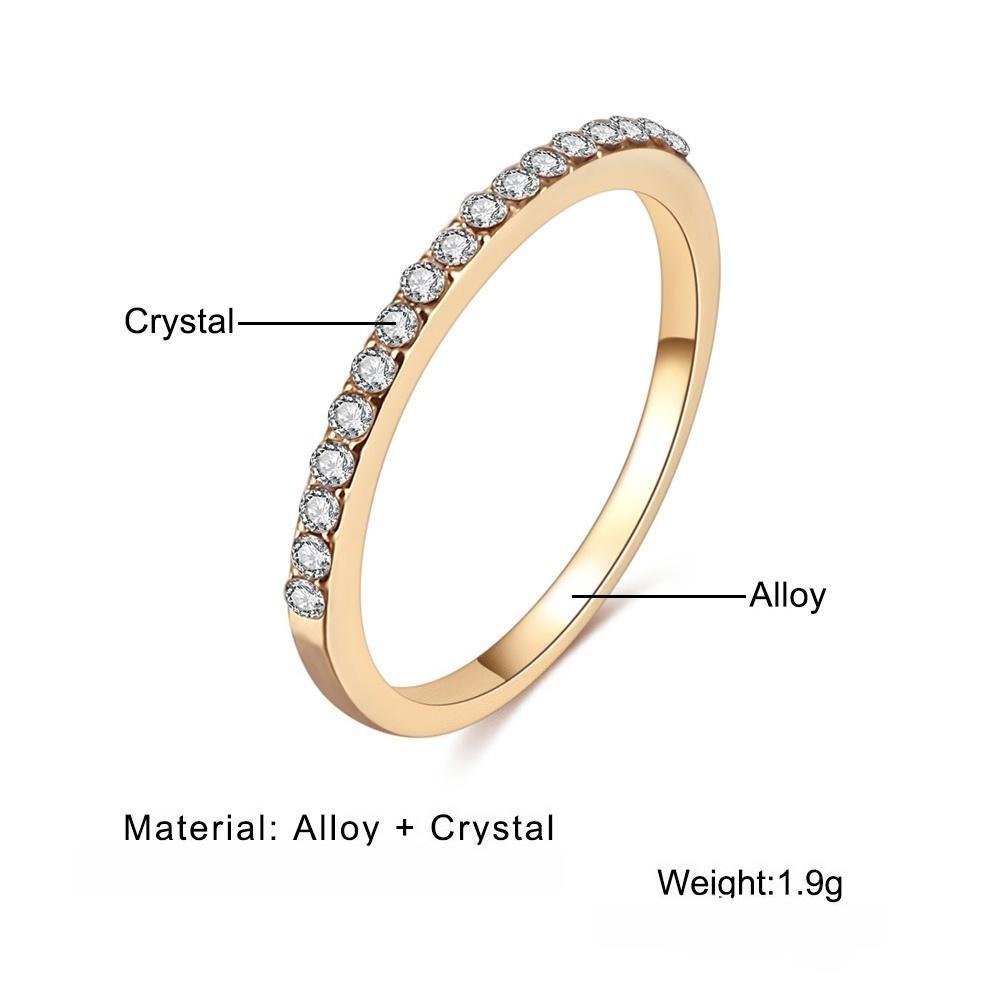 Classic Luxury Mini Rhinestone Thin Ring for Women Wedding Engagement Party Jewelry Gifts