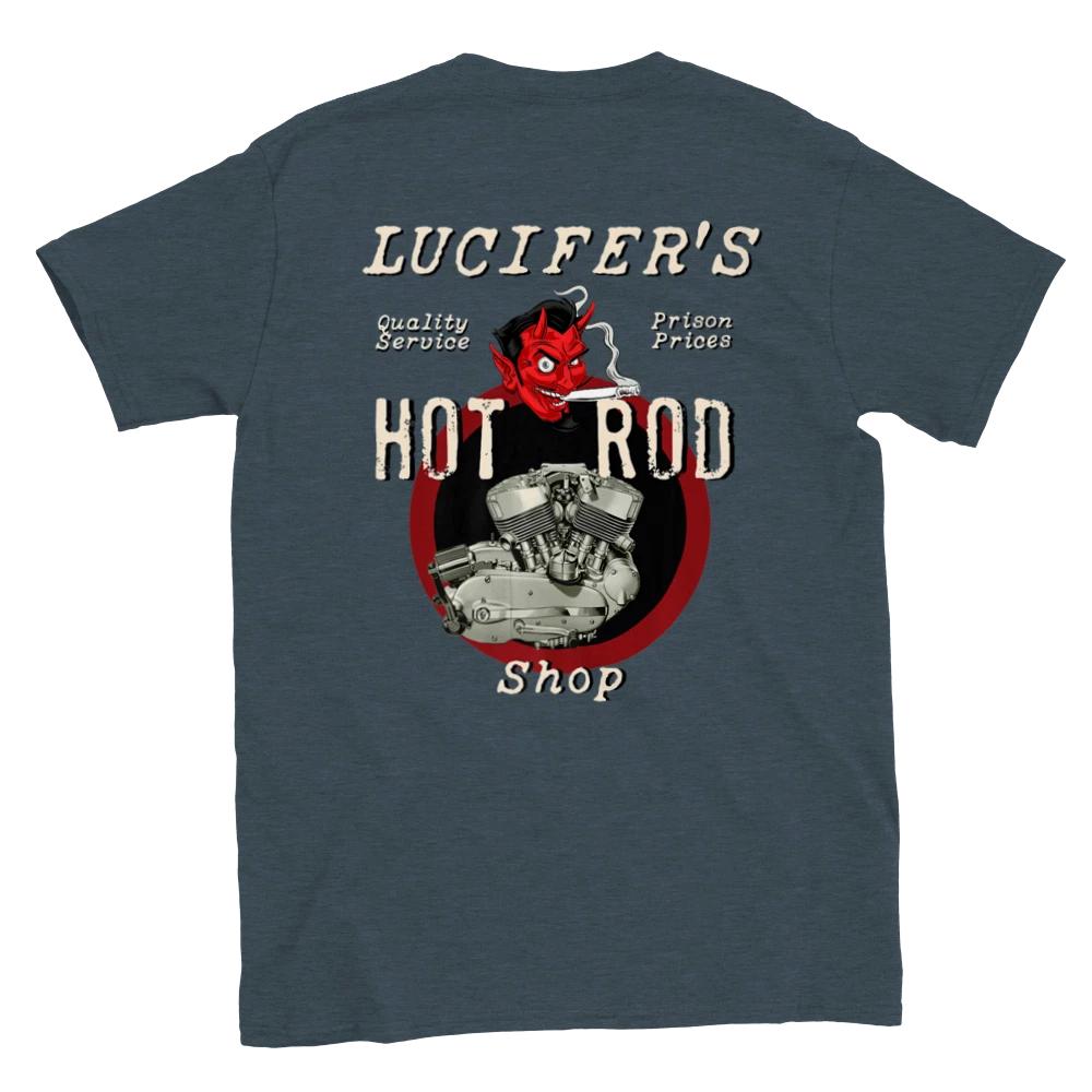 Lucifer s Hot Rod Shop - Back Print - Classic Crewneck T-shirt S