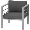 Garden Sofa, All-Weather Garden Single Sofa with Removable Cushions, Metal Frame Outdoor Furniture for Balcony, Charcoal Grey