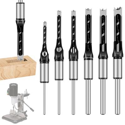 4/6PCS Square Hole Drill Woodworking Drill Bit Hss Twist Square Hole Drill Bit 6.4-16mm Spiral Mortise Chisel