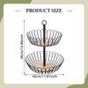 2 Tier Fruit Basket Storage Stand Candy Wooden Base Iron Wire Vegetable Bowl Food Serving Parties Candy Tiered Storage Stand