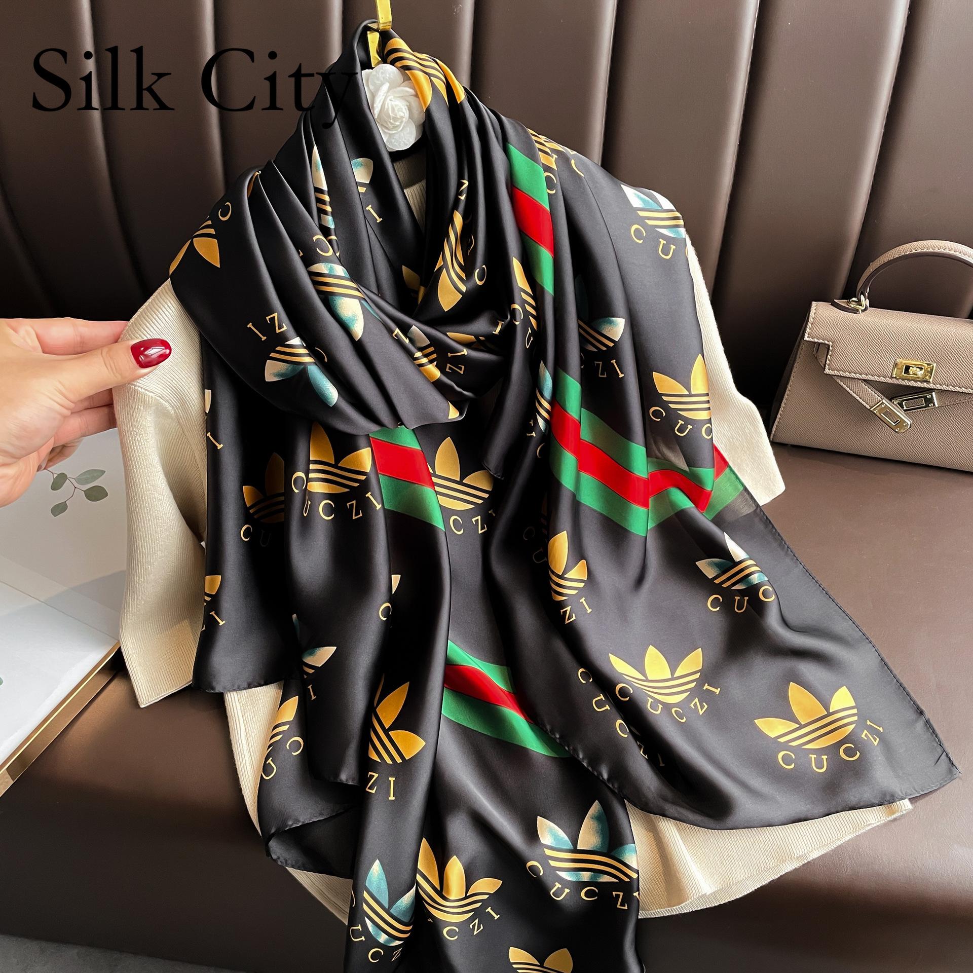 

Высококачественные роскошные шелковые шарфы, повязка на голову, шарфы, шейный шарф для женщин, цепочка, шелковый шарф, женская декоративная шаль