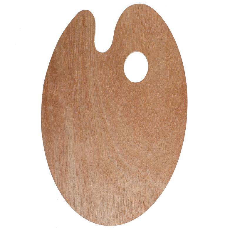 Oval Wooden Painting Palette with Handle - Irregular Shape for Oil and Acrylic