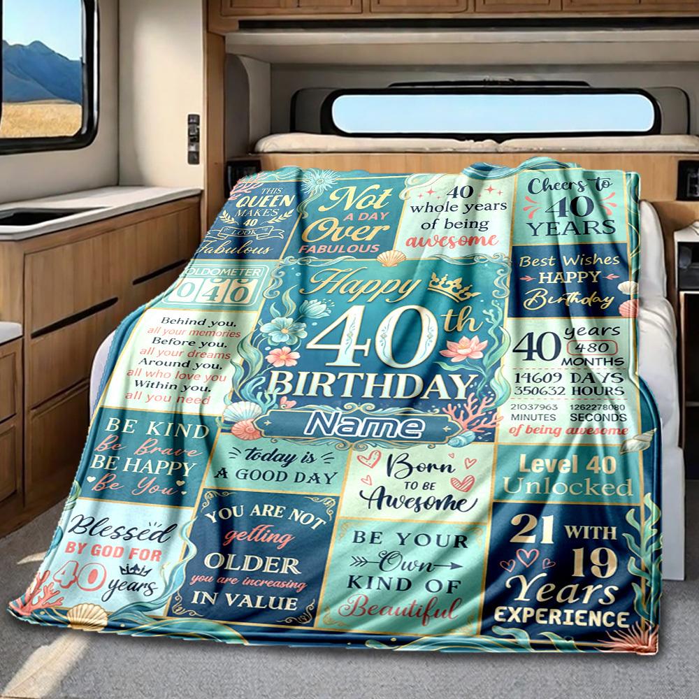 Happy 40Th Birthday Blanket Durable Comfort For Sofa Couch Office Bed Picnics Ideal For All Seasons Stylish Decor Perfect Gift For Relatives And