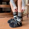 Falsche Doppellagensocken Damen Gestreifte Lässige Stiefelsocken Atmungsaktive Geraffte Slouchy Socken für Street Fashion Alltagsbesorgungen Sportbekleidung