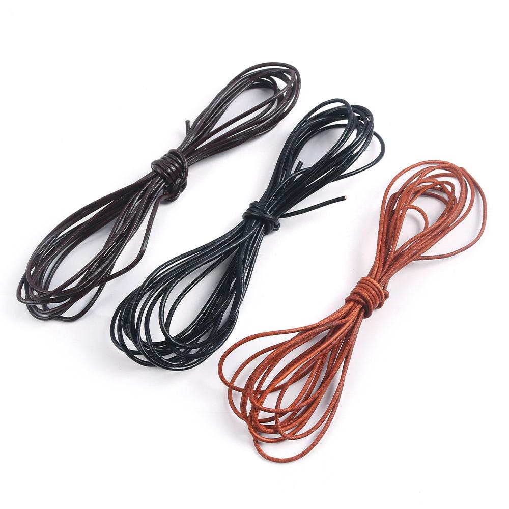 1-5Mm Retro Round Real Cowhide Rope Necklace Rope Diy Leather Rope Handmade Thick Rope Flat Jewelry Accessories Material