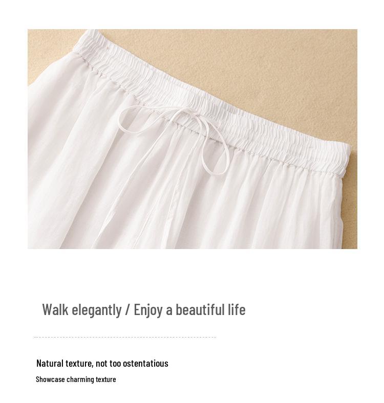 Women's Casual Wide-Leg Elastic Waist Pants - Cotton Linen Double Layer 