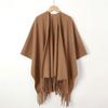 Womens Cashmere Blend Fringed Shawl Wrap Winter Warm Cape Coat Boho Chic