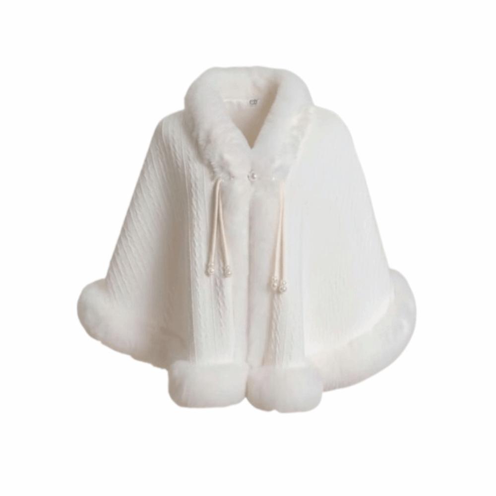 Elegant Plush Chinese Style Cloak Thicken Winter Warm Cape Plush Evening Capes Cheongsam Lolita