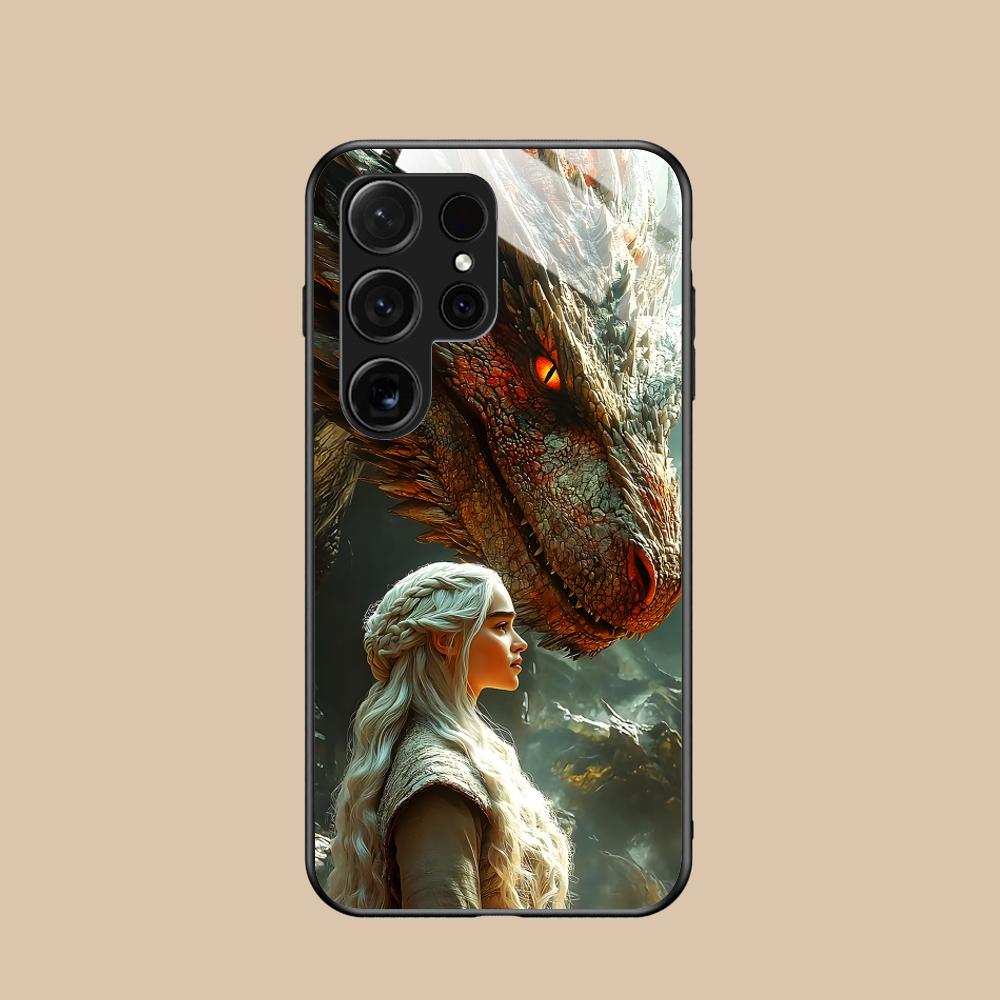 Dragon Queen Glass Mobile Phone Case for Samsung Galaxy S26 S25 S24 S23 S22 S21 S20 Note20 Plus FE Ultra Colorful Cover