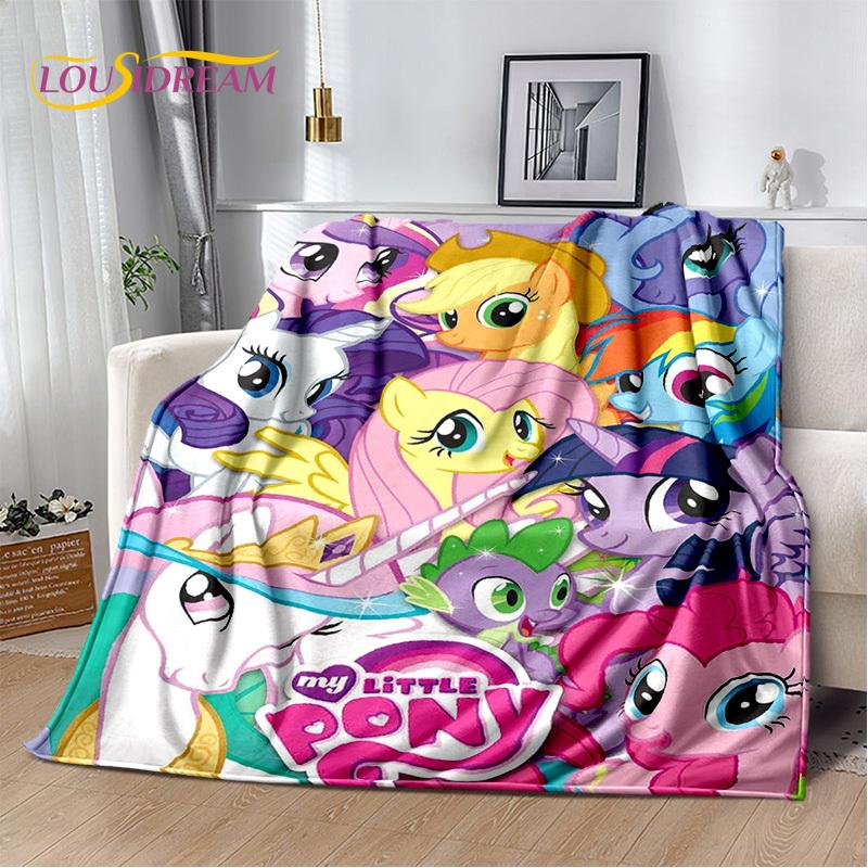 Cute 3D P-Pony Cartoon Unicorn Soft Plush Blanket,Flannel Blanket Throw Blanket for Living Room Bedroom Bed Sofa Picnic Kid Gift